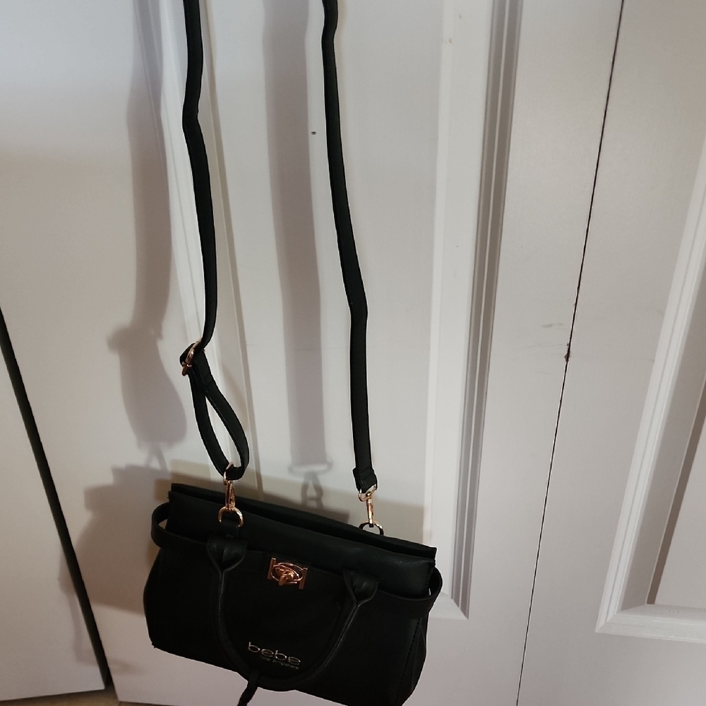 Bebe Black Satchel with Gold Accents Slightly Used Small Size - Picture 2 of 5
